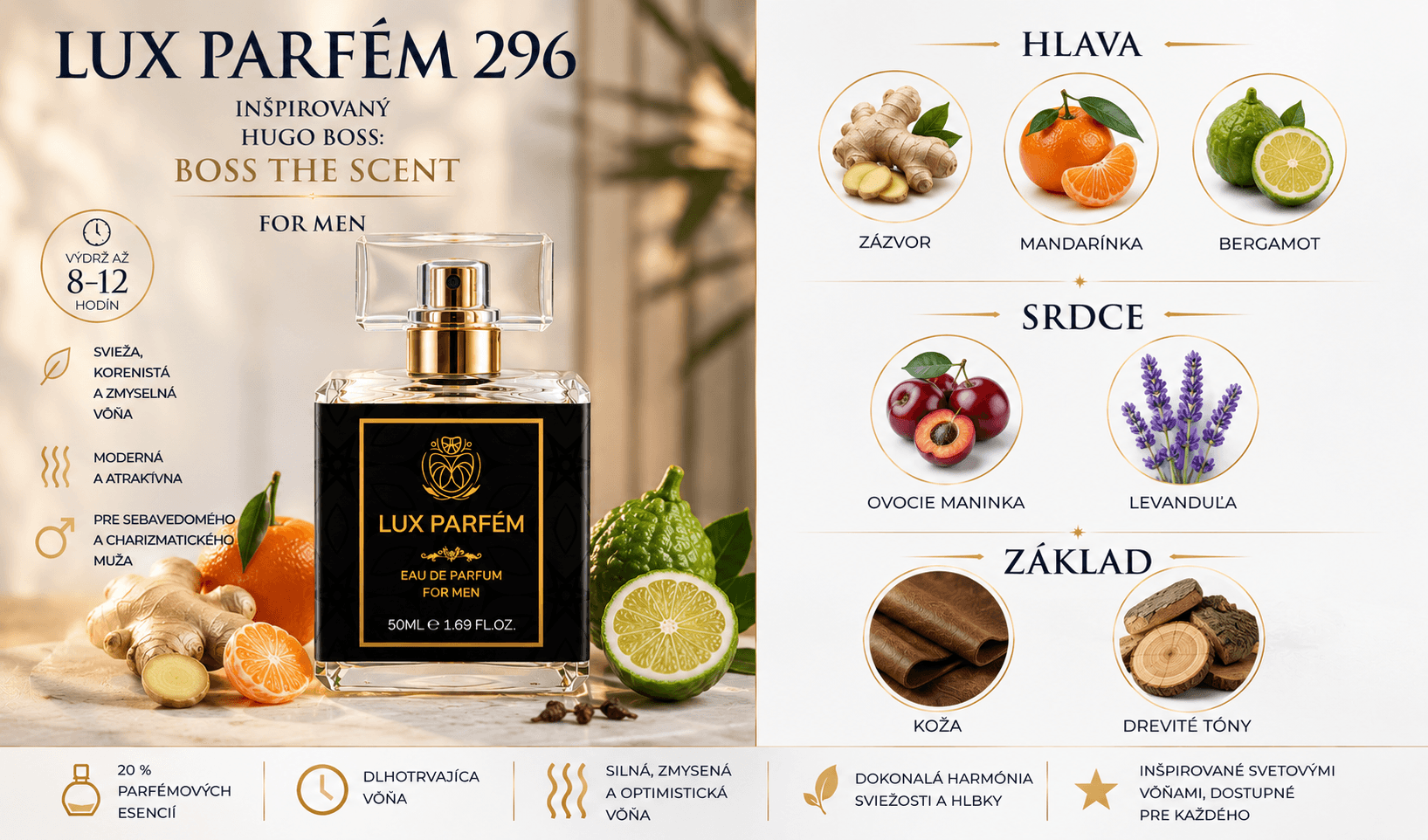 Lux Parfém 296 – Inšpirovaný Hugo Boss: Boss The Scent
